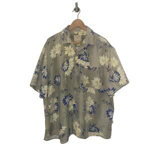 Joe Marlin Top Men 65% Rayon Button Up Hawaiian Print Size XL Vacation Beach